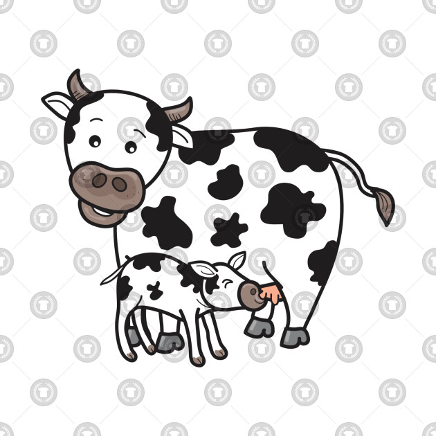 630x630 Cow Calf Cartoon Vector
