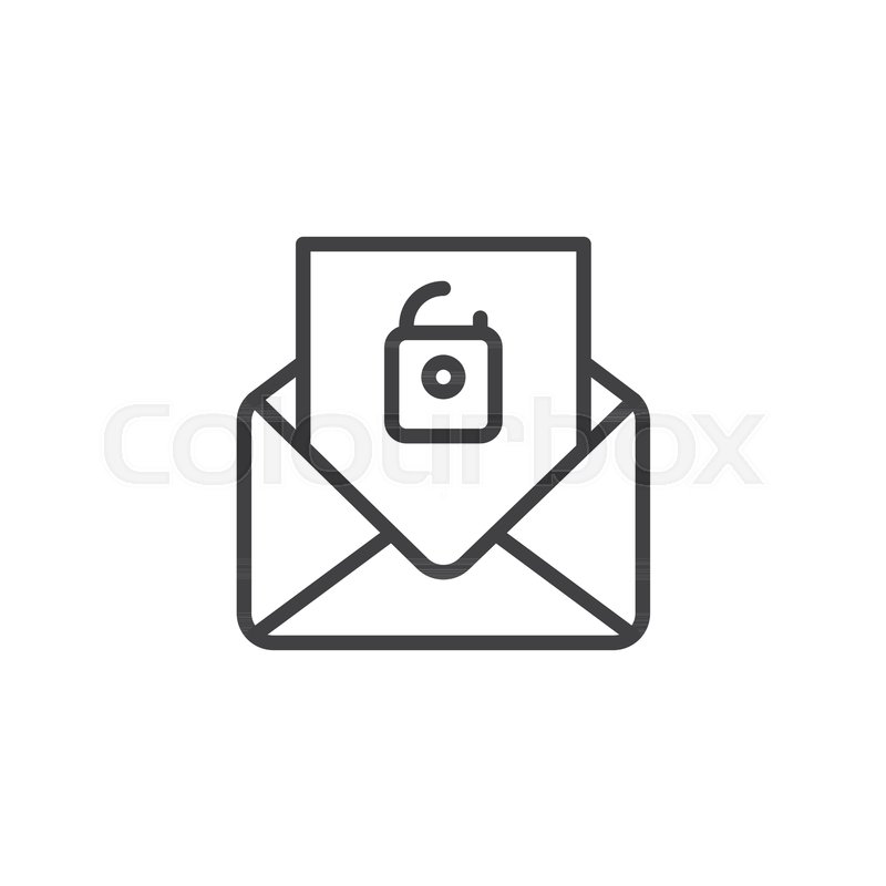 800x800 Email Open Newsletter Padlock Outline Stock Vector Colourbox