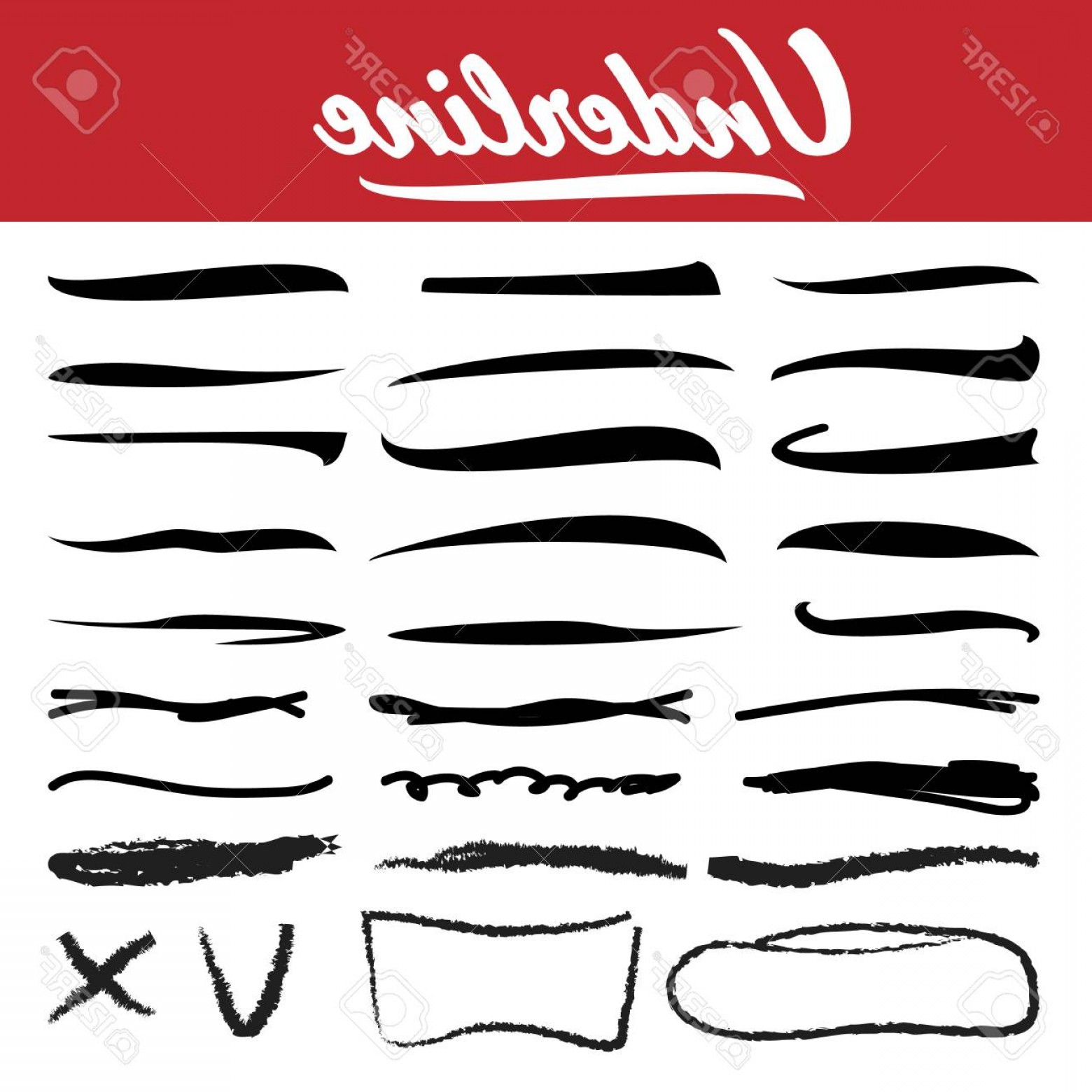 1560x1560 Photostock Vector Underline Stroke Set Vector Hand Drawn Marker