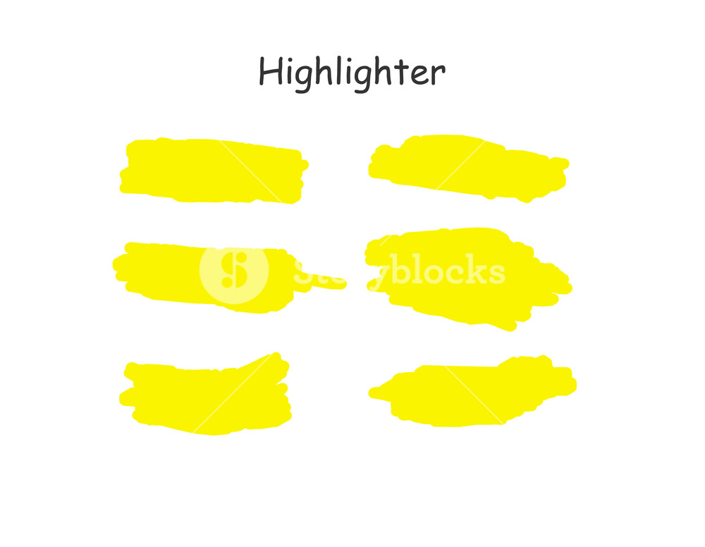1000x776 Yellow Watercolor Hand Drawn Highlight Set Vector Highlighter