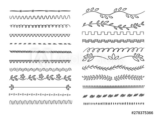 500x375 Hand Drawn Lines Web Dividers Hatching Pencil Scribble Vector