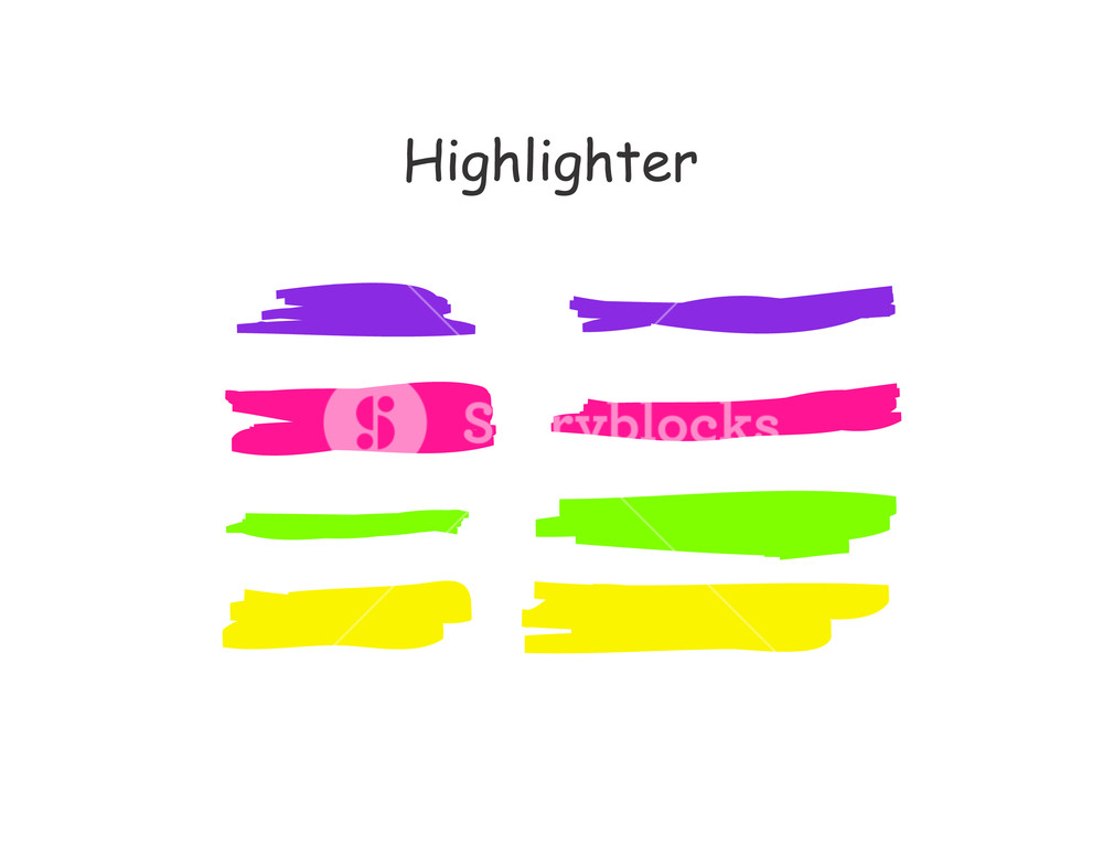 1000x776 Highlight Brush Stroke Set Vector Color Marker Pen Lines Yellow
