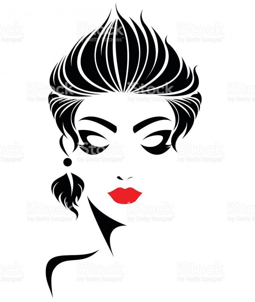 1040x1228 Unique Women Short Hair Style Icon Logo Face Vector Images