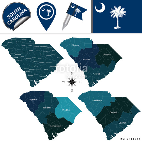 500x500 Map Of South Carolina With Regions Stock Image And Royalty Free