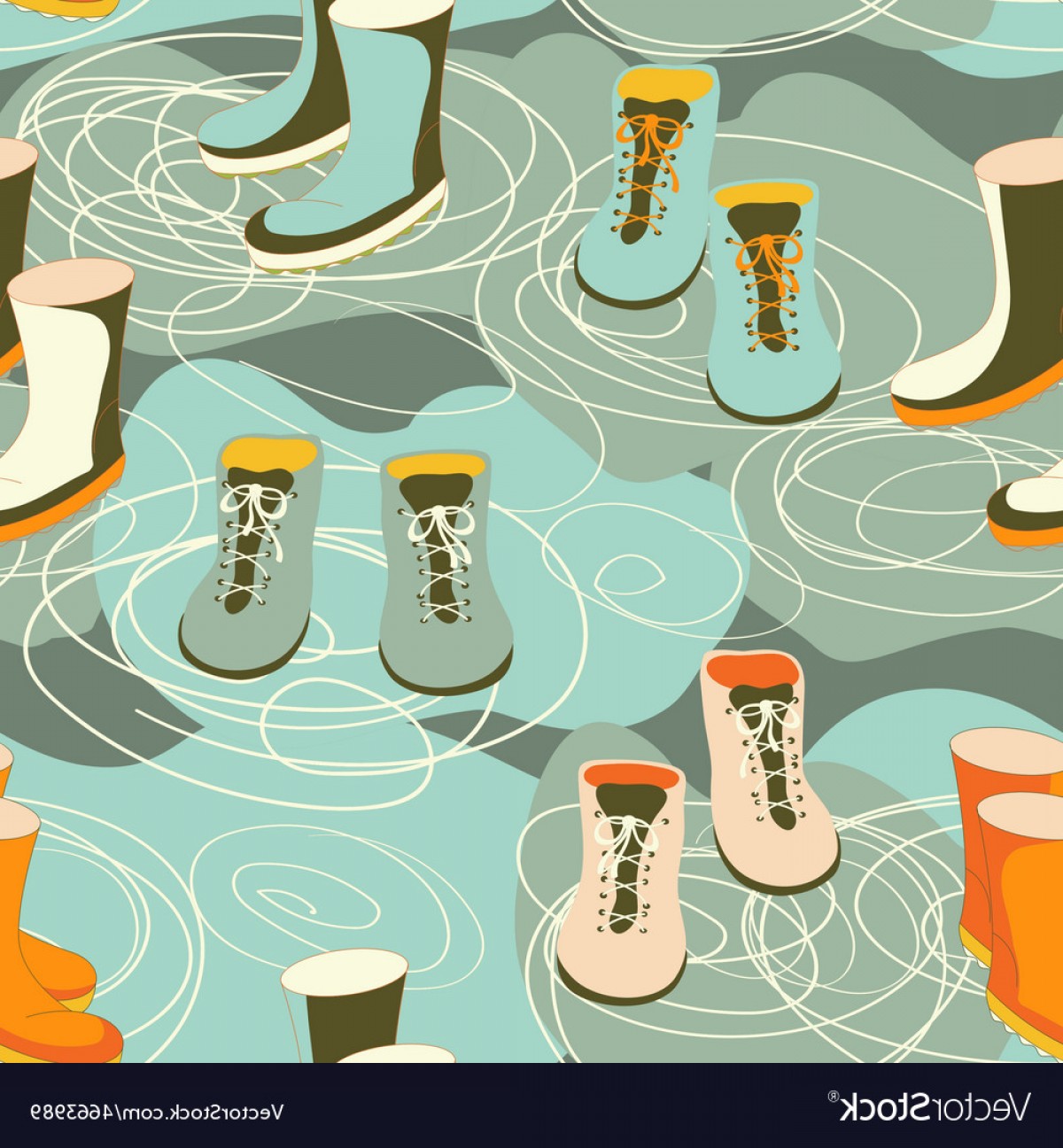 1200x1296 Rain Boots In A Puddle Vector Soidergi