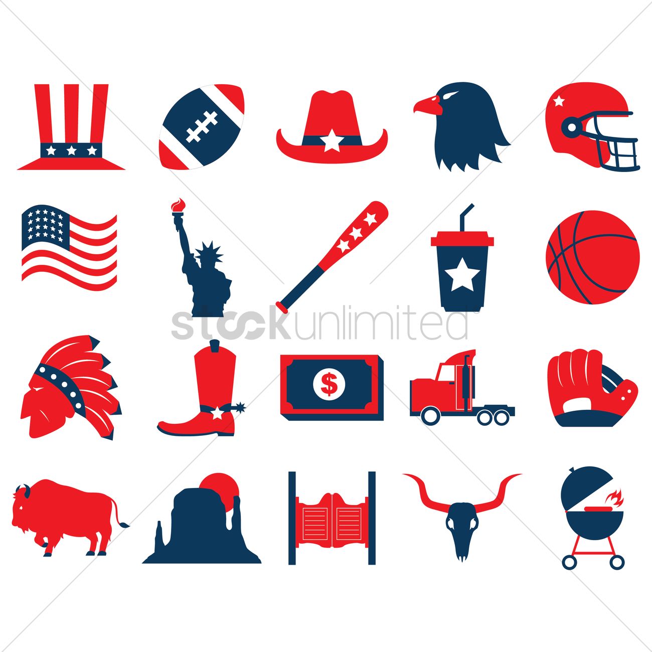 1300x1300 Set Of Usa Icons Vector Image