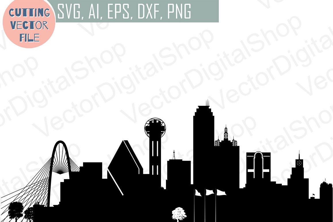 1158x772 Dallas Skyline Vector, Usa City, Png, Dwg, Cdr