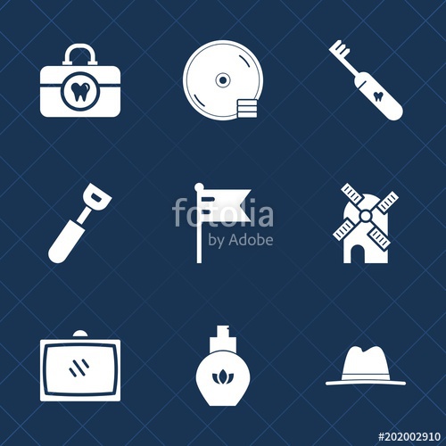 500x500 Premium Set With Fill Icons Such As Power, Toothbrush, Toothpaste
