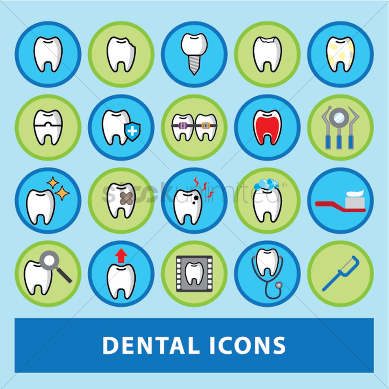 1300x1300 Dental Icons Vector Image