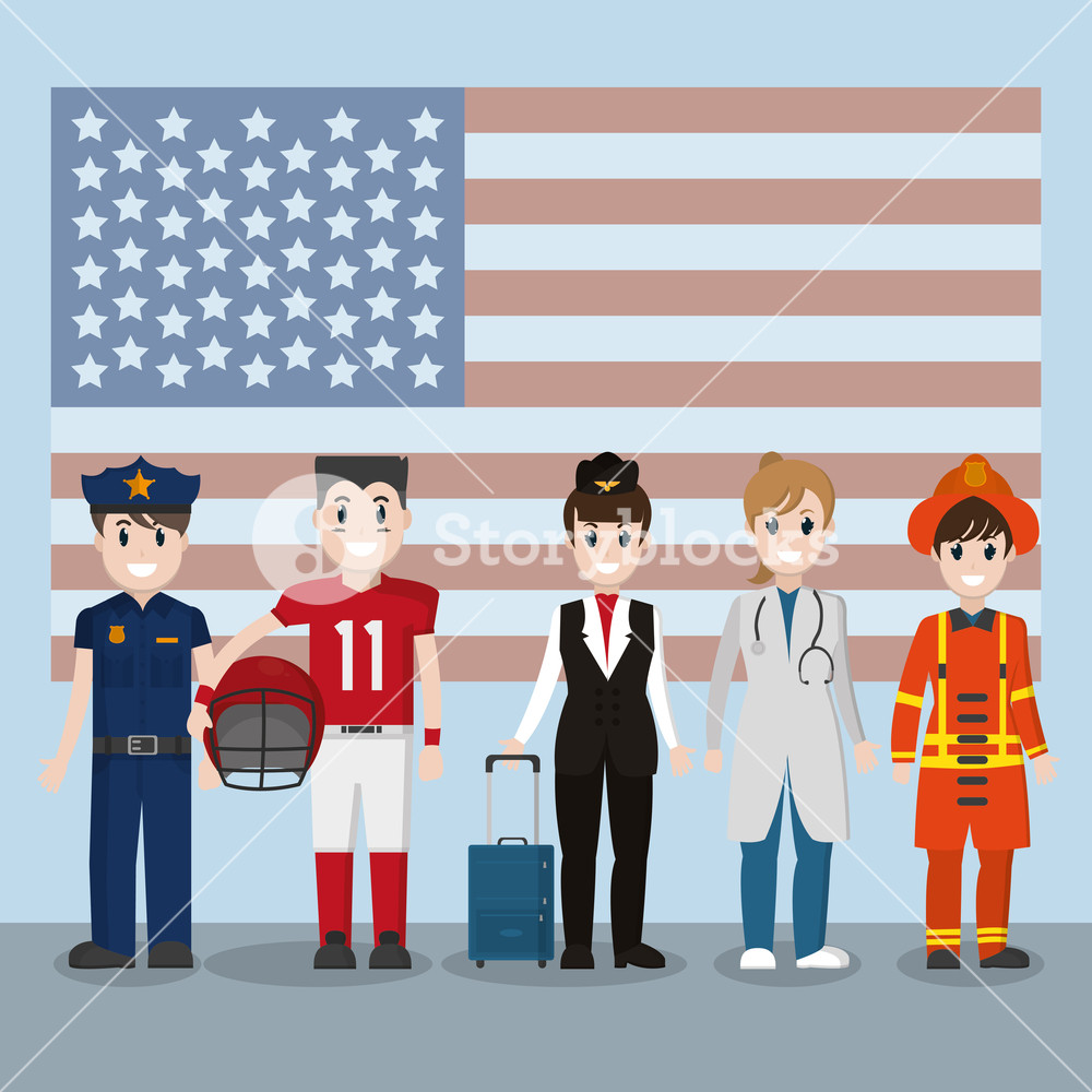 1000x1000 Jobs And Professions Labor Day Cartoon Vector Illustration Graphic