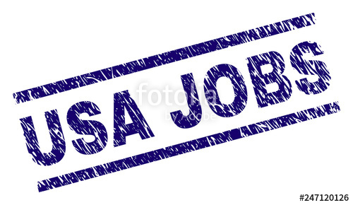 500x290 Usa Jobs Seal Print With Scratced Style Blue Vector Rubber Print