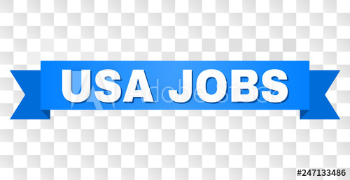 500x258 Usa Jobs Text On A Ribbon Designed With White Caption And Blue