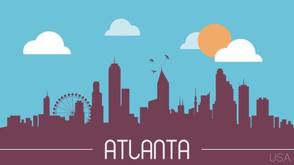 427x240 Atlanta Usa Skyline Silhouette Flat Design Vector Atlanta Nail