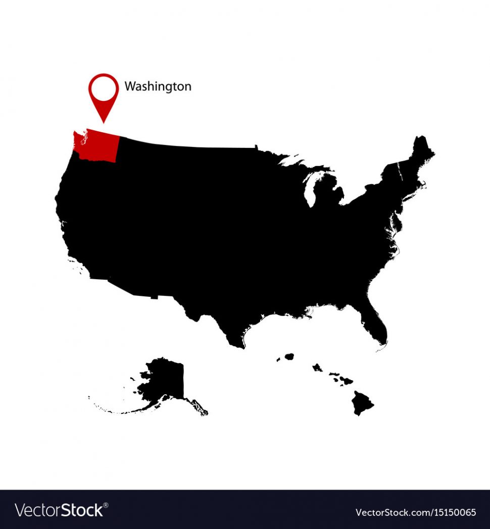 970x1048 Us Map Washington State The United States Map Vector Image