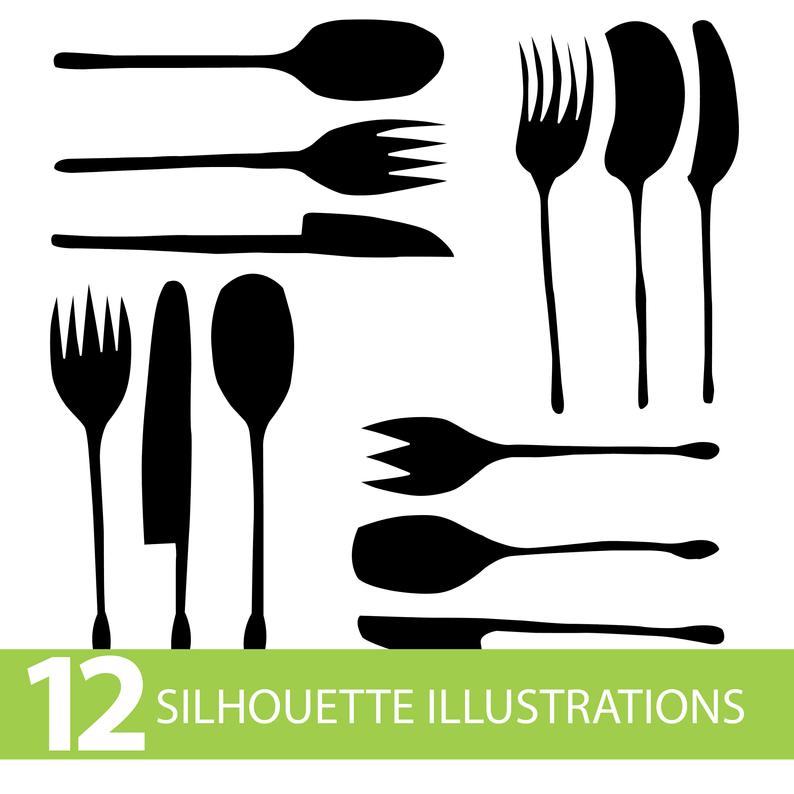Utensils Silhouette Illustrations Instant Download Pdf Etsy 794x794 Utensils Silhouette Illustrations Instant Download Pdf Etsy