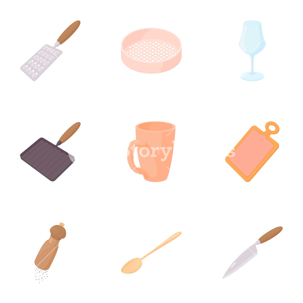Utensils For Eating Icons Set Cartoon Illustration Of Utensils 1000x1000 Utensils For Eating Icons Set Cartoon Illustration Of Utensils