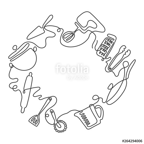 Cutlery Line Art Background One Line Drawing Of Different Kitchen 500x500 Cutlery Line Art Background One Line Drawing Of Different Kitchen