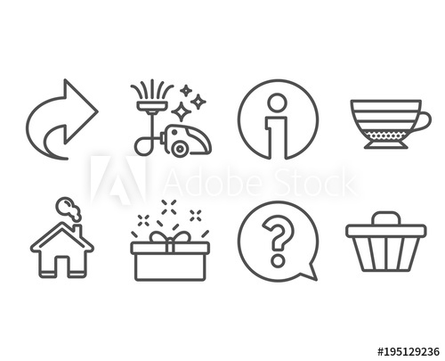 500x405 Set Of Share, Cappuccino And Vacuum Cleaner Icons Question Mark