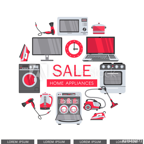 Vector Flat Modern Consumer Electronics, Home Appliance Sale Icon 500x500 Vector Flat Modern Consumer Electronics, Home Appliance Sale Icon