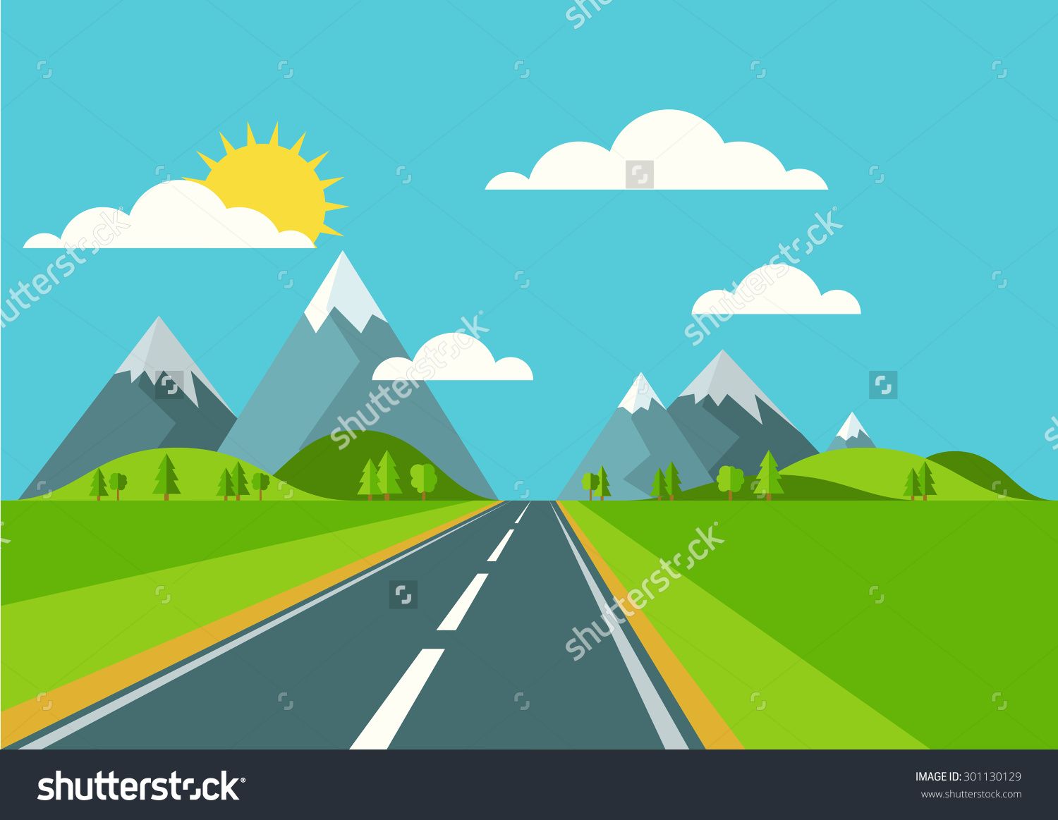 Vector Landscape Background Road In Green Valley, Mountains 1500x1163 Vector Landscape Background Road In Green Valley, Mountains