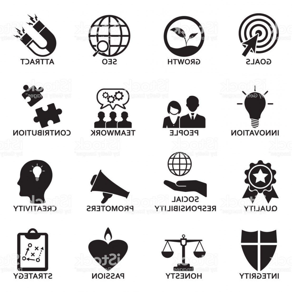 1228x1228 Company Core Values Icons Black Flat Design Vector Illustration Gm