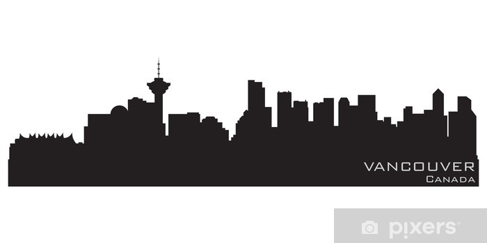 700x350 Vancouver, Canada Skyline Detailed Vector Silhouette Fridge