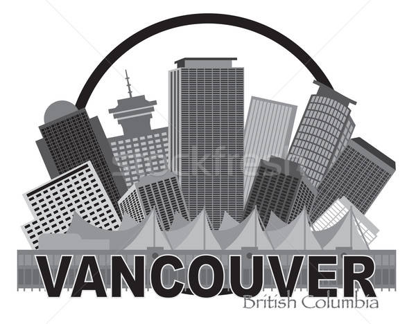 600x468 Vancouver Bc Canada Skyline Circle Grayscale Illustration Vector