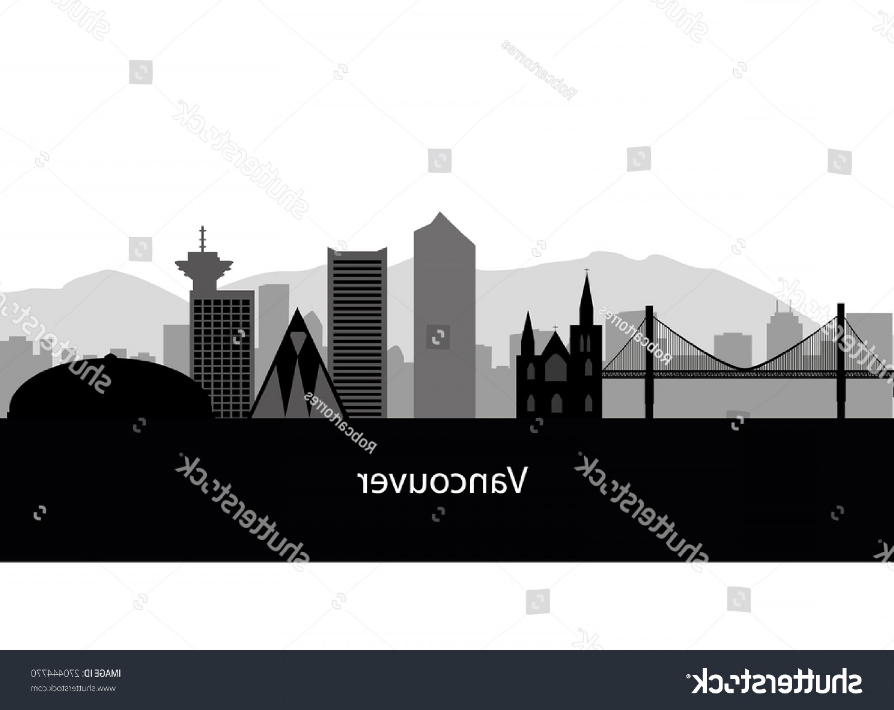 1800x1429 Vancouver Skyline Black White Vector Illustration Createmepink
