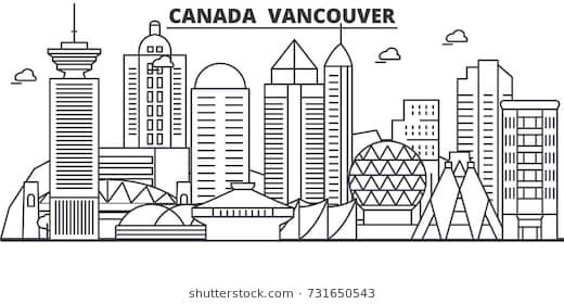 520x280 Canada, Vancouver Architecture Line Skyline Illustration Linear