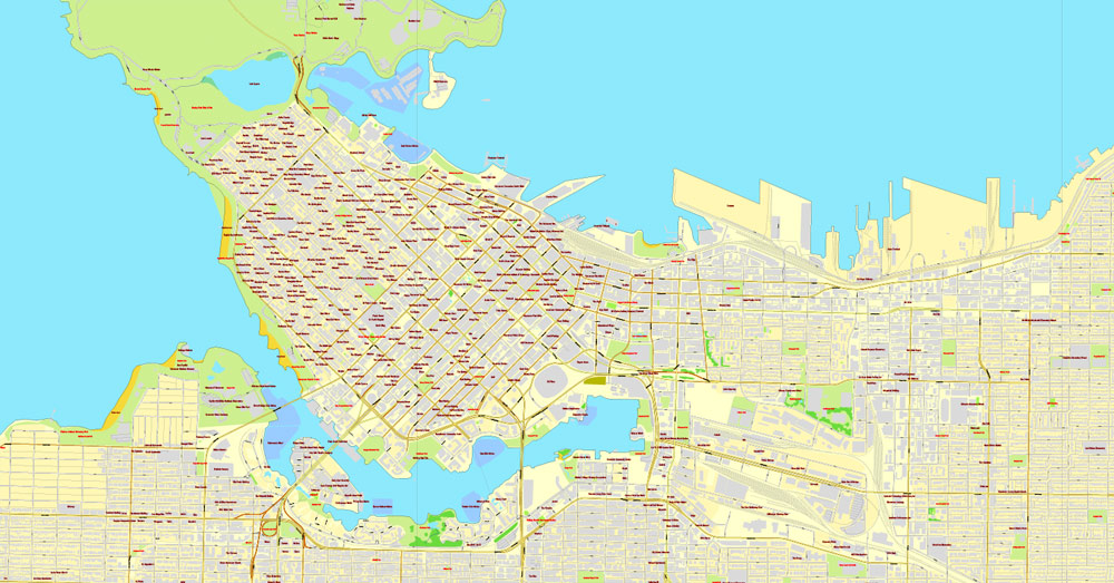 1000x523 Vancouver Exact Map Printable City Plan Map In Parts