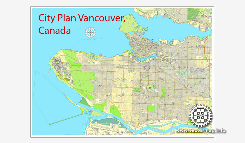 800x467 Vancouver Vector Map In Adobe Illustrator Printable City Plan