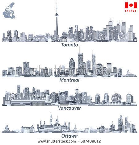 450x470 Vector Illustrations Of Canadian Cities Toronto, Montreal