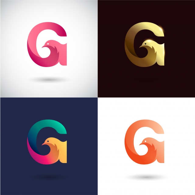 640x640 Creative Letter G Logo Design With Different Color Version Vector
