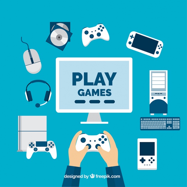 Player With Video Game Elements In Flat Design Vector Free Download 626x626 Player With Video Game Elements In Flat Design Vector Free Download