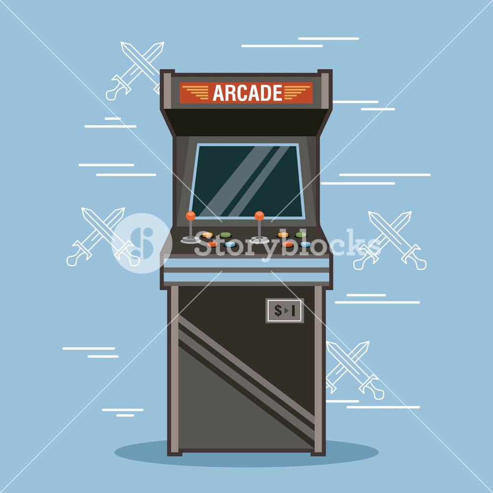 Classic Arcade Game Machine Rendering Vector Illustration Royalty 1000x1000 Classic Arcade Game Machine Rendering Vector Illustration Royalty