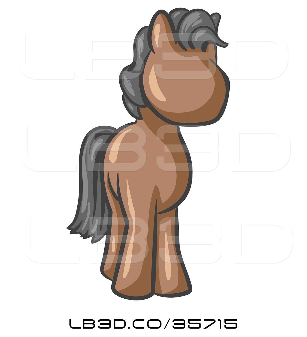1024x1124 Vector Illustration Of Cute Brown Pony Horse Looking Out