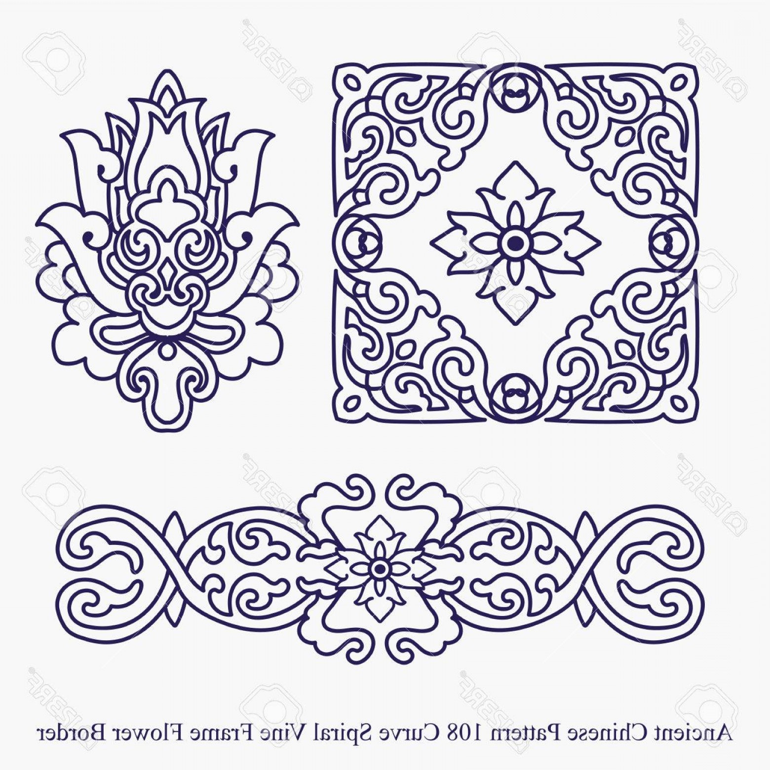 1560x1560 Photostock Vector Ancient Chinese Pattern Of Curve Spiral Vine