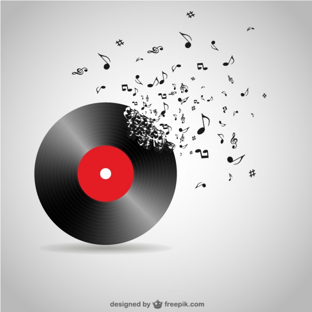626x626 Vinyl Record Breaking Into Music Notes Vector Free Download