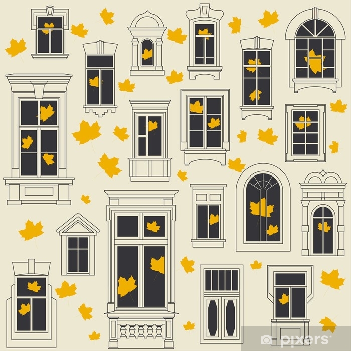 Seamless Vector Autumn Pattern Of Different Old Windows And Yellow 700x700 Seamless Vector Autumn Pattern Of Different Old Windows And Yellow