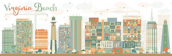 590x195 Vector Building Abstract Virginia Beach Virginia Skyline