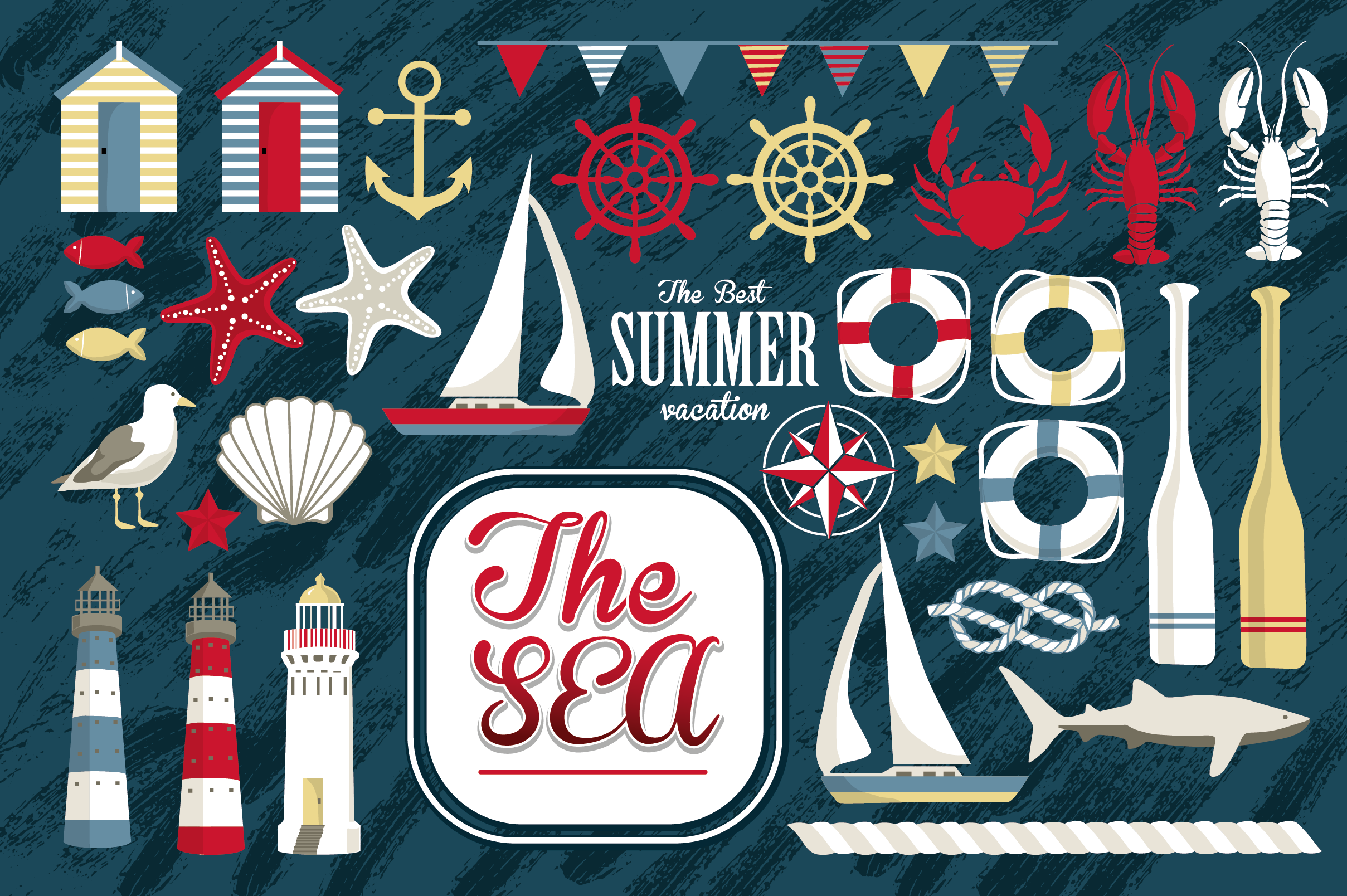 2417x1608 Beach Holidays Vector Set Graphic