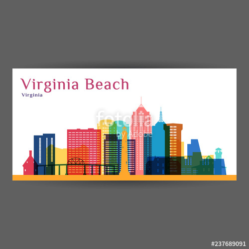 500x500 Virginia Beach City Architecture Silhouette Colorful Skyline