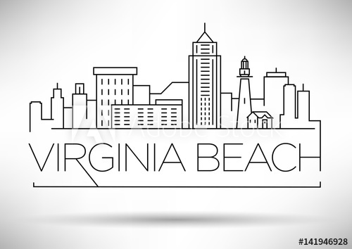 500x354 Minimal Virginia Beach Linear City Skyline With Typographic Design