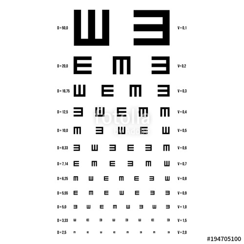 500x500 Eye Test Chart Vector E Chart Vision Exam Optometrist Check