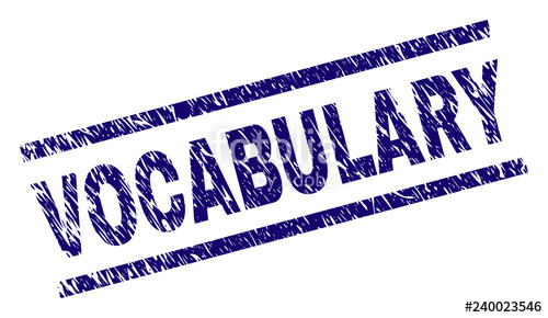 500x290 Vocabulary Seal Print With Distress Style Blue Vector Rubber
