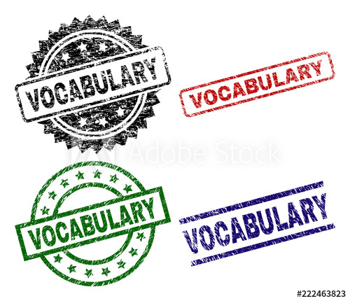500x430 Vocabulary Seal Prints With Distress Texture Black, Green,red