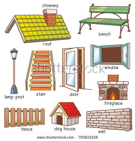 450x470 Vector Illustration Of Cartoon Parts Of House Vocabulary Cartoon