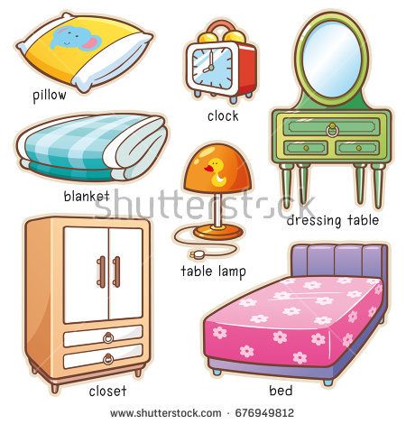 450x470 Vector Illustration Of Cartoon Bedroom Element Vocabulary