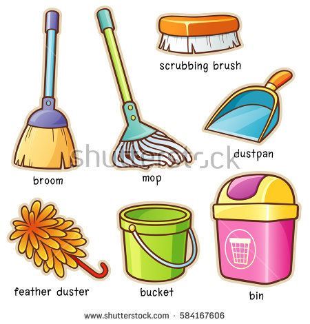450x470 Vector Illustration Of Cartoon Cleaning Supplier Vocabulary