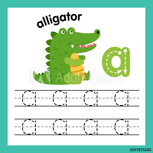 500x500 Alphabet A Exercise With Cartoon Vocabulary Illustration, Vector